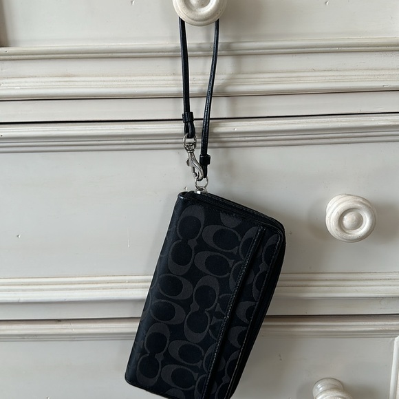 Barely used beautiful black monogram Coach wallet (checkbook size). - Picture 4 of 5